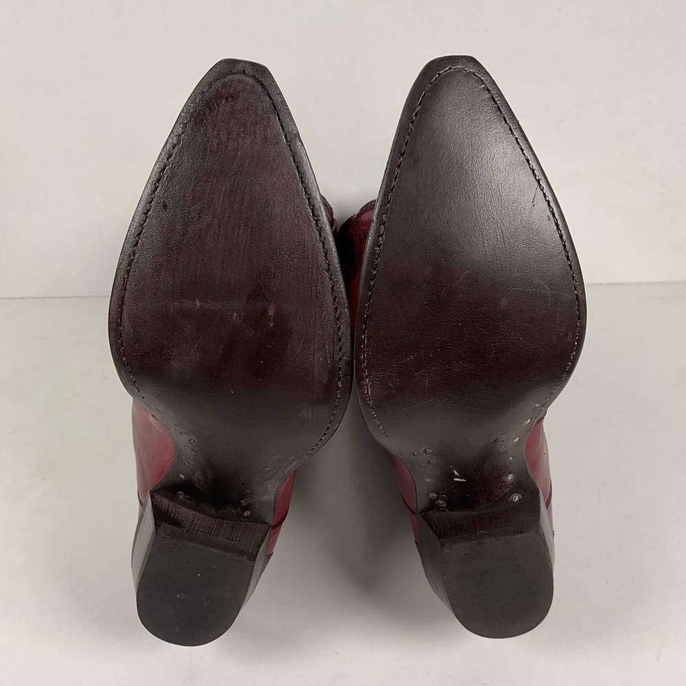 Tony Lama Lizard Wingtip Cowgirl Boots | Overlays | Cranberry | Women’s 6.5 M - Picture 2 of 16